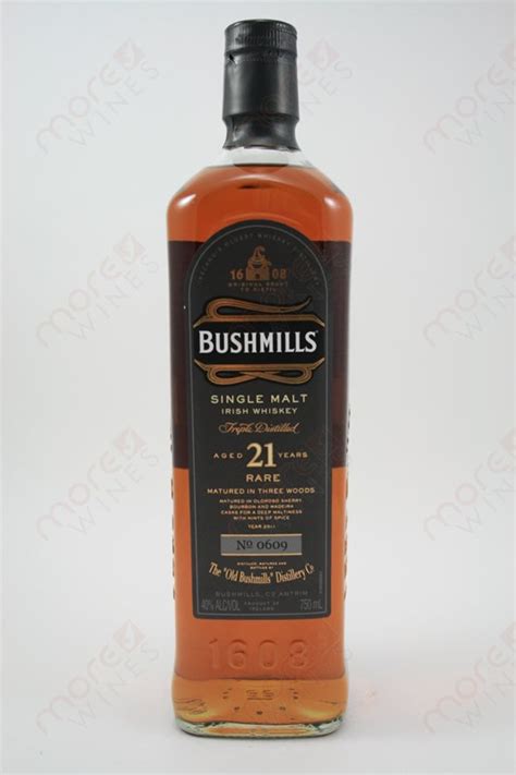 Bushmills 21 Year Old Single Malt Irish Whiskey 750ml Morewines
