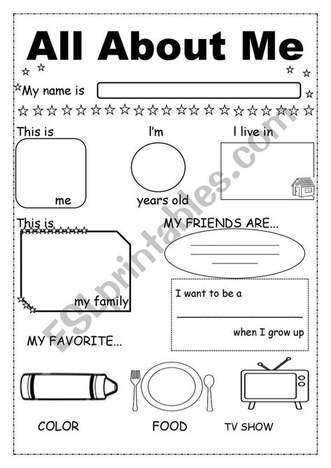 All About Me Esl Worksheet By Talyssonpereira