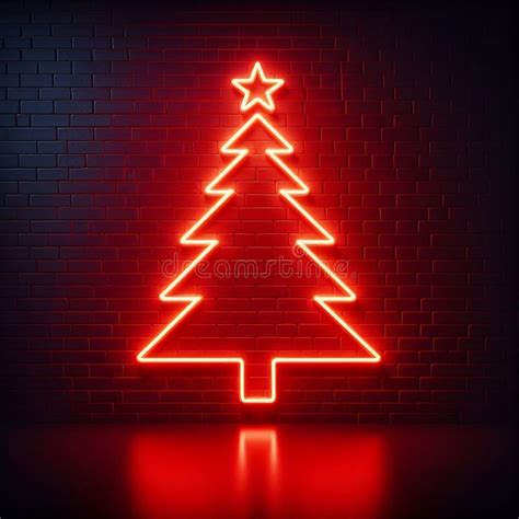 Red Neon Christmas Tree Stock Illustration Illustration Of Season