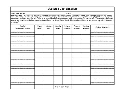 Personal Debt Schedule Template Excel