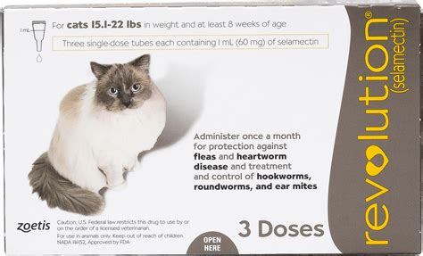 Revolution contains selamectin which is unique in that it has been specifically designed for cats and dogs. Revolution for cats 15.1 to 22 lbs (3 Month)