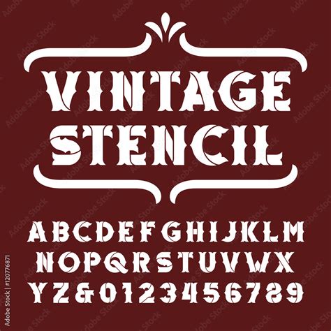 Vetor De Vintage Stencil Alphabet Font Bold Letters And Numbers Retro