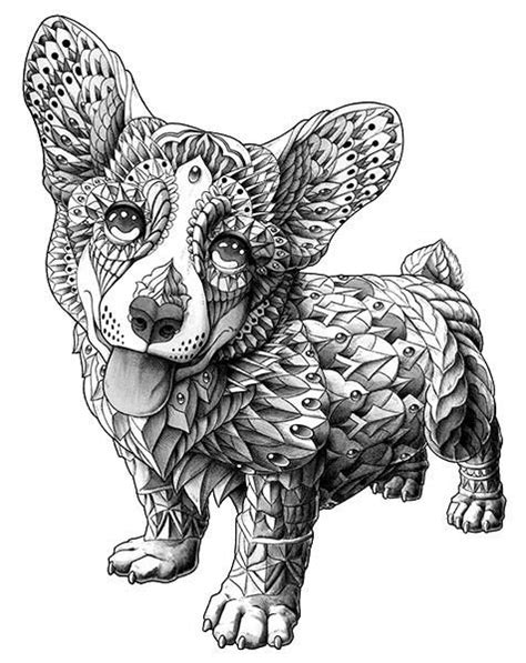 The kids can enjoy corgi coloring pages, math worksheets, alphabet worksheets, coloring worksheets and drawing worksheets. Corgi, BioWorkZ | Adult Colouring~Cats~Dogs ~Zentangles ...