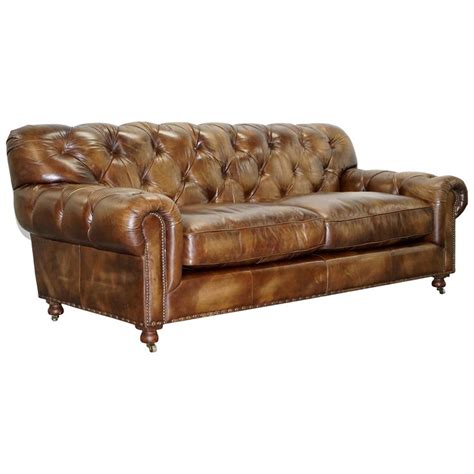 A new season brings new opportunities. Timothy Oulton Chesterfield Brown Leather Large Sofa ...