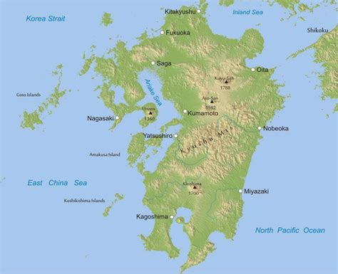 Kyushu Physical Map