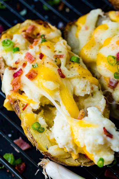 Smaller spuds might take a little less time, while larger baking potatoes over 1 pound might take a little more. Loaded twice baked potatoes recipe - oh sweet basil