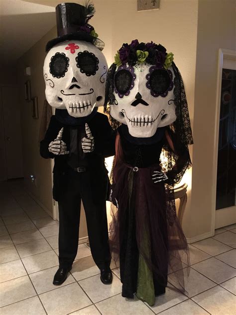 Day Of Dead Couple Paper Mache Mask Day Of The Dead Masks