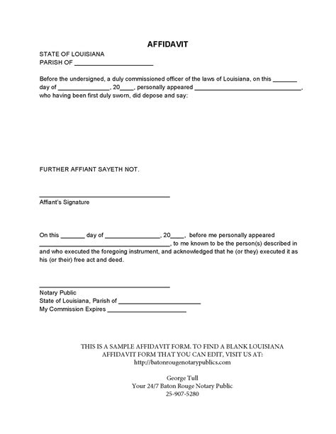 Sample Affidavit Free Printable Documents