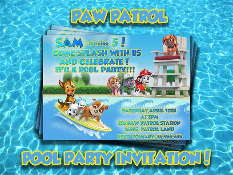 Dafür eignen sich wasserfarben sehr gut und damit lassen sich farbenfrohe. Pool Party Einladung Basteln | Geburtstagseinladungen zum ausdrucken, Paw patrol geburtstag ...
