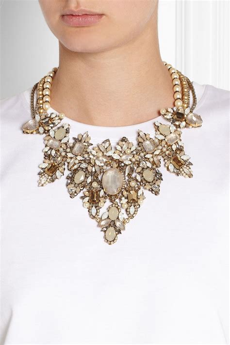 Erickson Beamon Girlie Queen Gold Plated Swarovski Pearl And Crystal Necklace Ivory Necklace