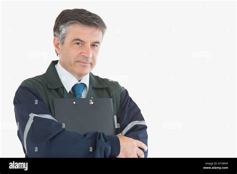 Handsome Repairman With Clipboard Stock Photo Alamy