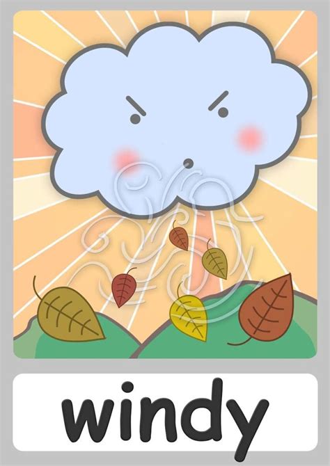 Windy Flashcard Preschool Weather Weather For Kids Preschool