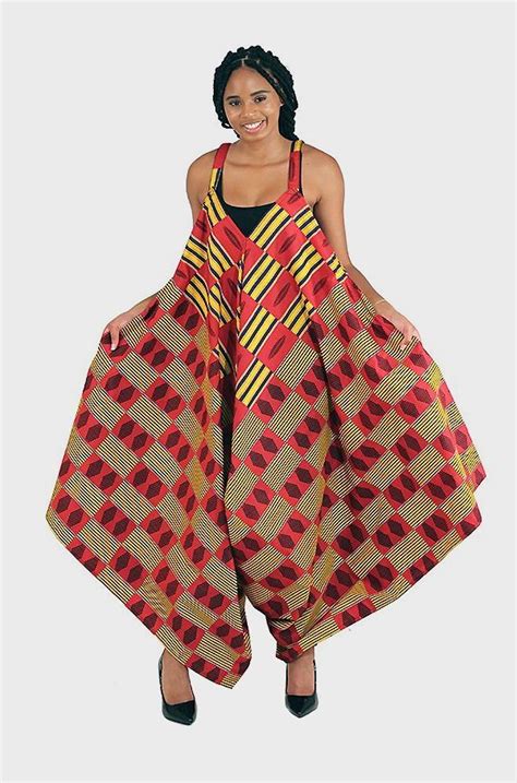 Red Kente Jumpsuit This Comfortable And Classy Jumpsuit Has A Bold