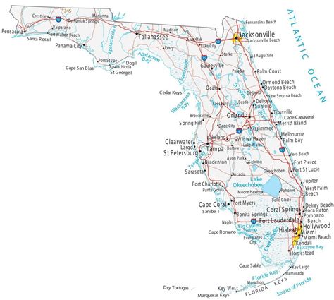 Mapa De Florida Ciudades Y Carreteras