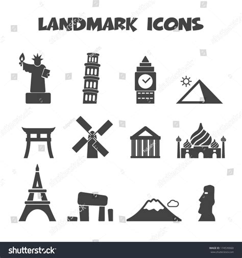 Landmark Icons Mono Vector Symbols Stock Vector Royalty Free 174539060