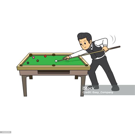 Vector Illustration Of A Man Playing Snooker Billiards Game Isolated On