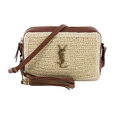 Authentic nwt saint laurent ysl small lou bowling camera bag purse burgundy red. Saint Laurent Lou Camera Bag Woven Raffia Small at 1stdibs