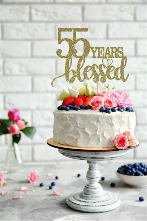 55 Years Blessed Cake Topper 55th Birthday Cake Topper Happy Etsy
