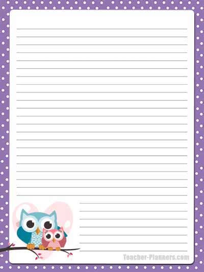 Cute Owl Stationery Free And Printable Line Paper For Publishing
