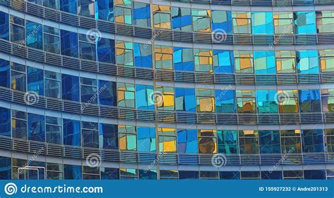 Modern Metal And Glass Wall With Bright Colorful Reflections Stock Photo Image Of Floor Metal