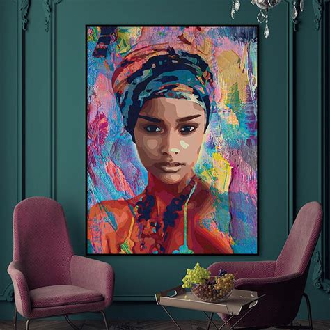 African American Woman Vector Art 1 Beauty Woman African Art Canvas