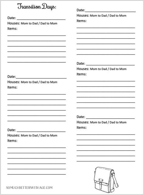 In each routine, each parent would have their kids . Co-Parenting Schedules- Free Printables (Lists for Two ...