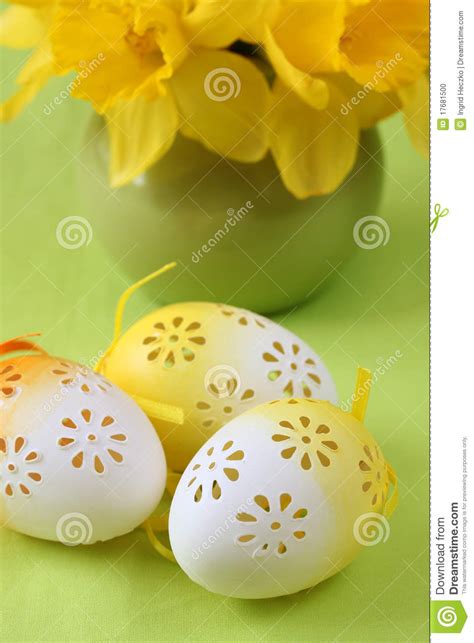Flowery Easter Eggs Stock Photo Image Of Daffodil Tradition 17681500