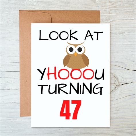 47th Birthday Card Funny 47th Birthday Card 47th Birthday Etsy