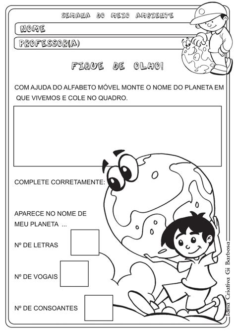 Atividade Semana do Meio Ambiente Ideia Criativa Gi Carvalho Educação Infantil