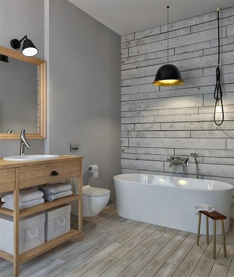 spezielle Farbe für Bad in grau und Tapete in Holzoptik | Bathroom design, Modern bathroom