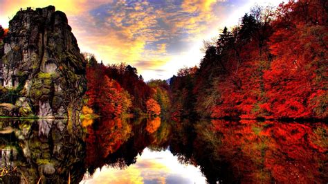 1920x1080 herunterladen hd hintergrundbilder bogen felsen meer brandung strand sommer berge. Autumn Reflections. [Desktop wallpaper 1920x1080 ...