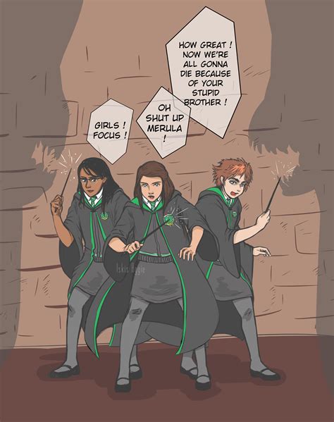Merula, Rowan and MC fighting together - by Iskis Aggie | Harry potter