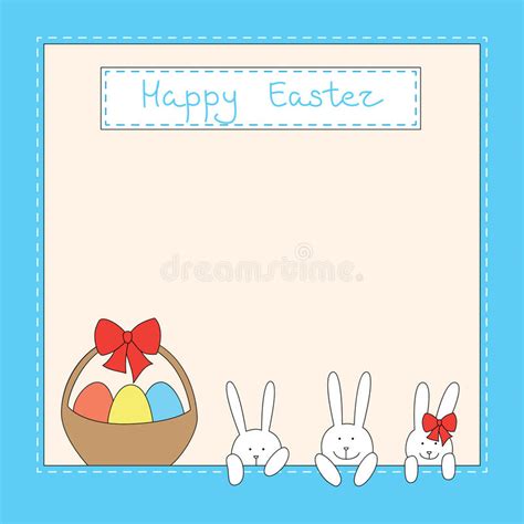 Easter Card With Funny Bunnies And Eggs Stock Vector Illustration Of