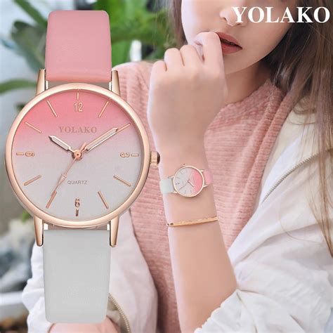 women s casual quartz leather band strap analog wrist watch buy at a low prices on joom e