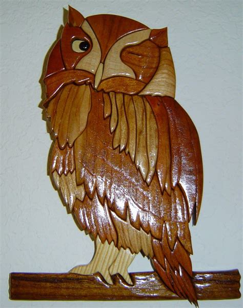 Wood Intarsia Of An Owl Intarsia Wood Patterns Intarsia Wood