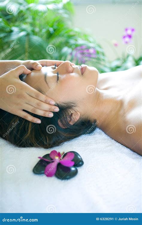 Woman Restful While Being In Head Massage Stock Image Image Of Makeup Calm 6328291