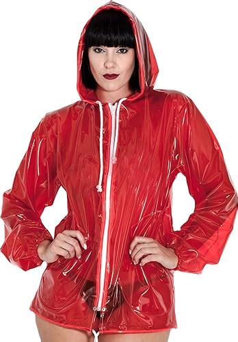 Amazon Pvc U Like Women S Jacket Coat In Plastic Red Size Uk Xl