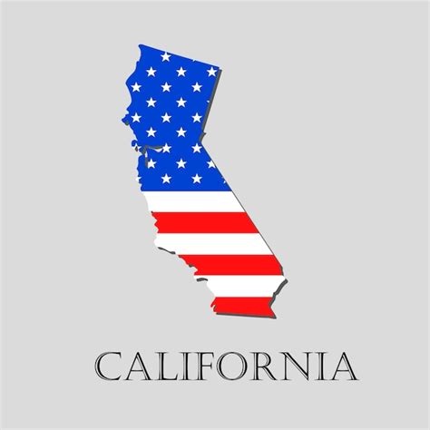 mapa del estado de california y la ilustración de la bandera estadounidense mapa de la bandera