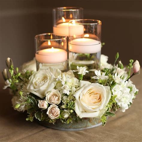 Connor Stokes Candles With Flowers Centerpieces Romantic Flameless Candle Wedding