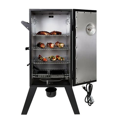 Electric smokers with metal or glass doors. Analog Electric Smoker Outdoor Barbecue BBQ Grill Cooking