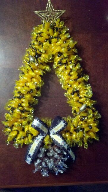 See who takes home the title of #steelers champion. Christmas candy NFL Steelers Wreath | Sports wreaths ...