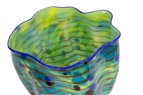 Dale Chihuly Signed Teal Seaform Persian Basket Original Hand Blown Gl