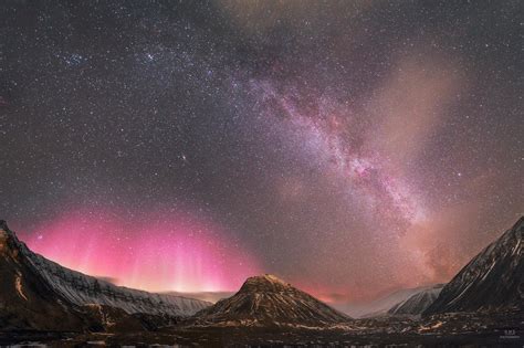Nummers Panorama Of The Milky Way And Aurora Borealis Over Svalbard