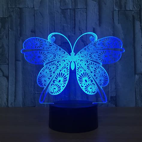 3d Night Light Animal Butterfly Changeable Mood Lamp Led 7 Color