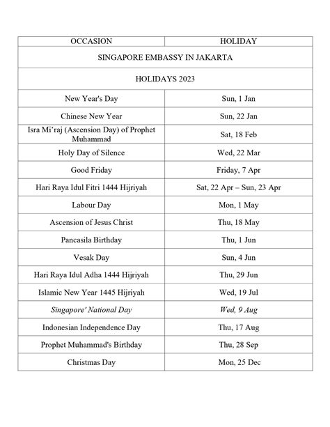 Ministry Of Foreign Affairs Singapore Public Holidays 2023
