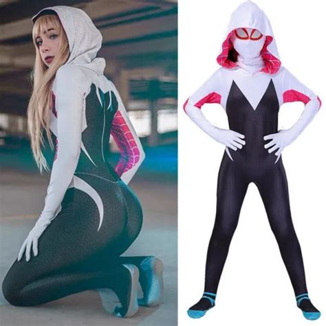 Spider Man Into The Spider Verse Gwen Stacy Costume Women Adult Cosplay Jumpsuit 2487 Picclick