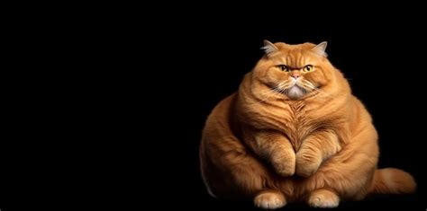 Premium Ai Image Fat Lazy Funny Orange Tabby Cat Chubby And Furry Pet