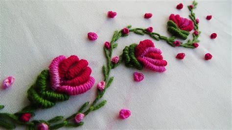 Embroidery with yarn is called crewel. Hand Embroidery: Brazilian Embroidery Flowers - YouTube