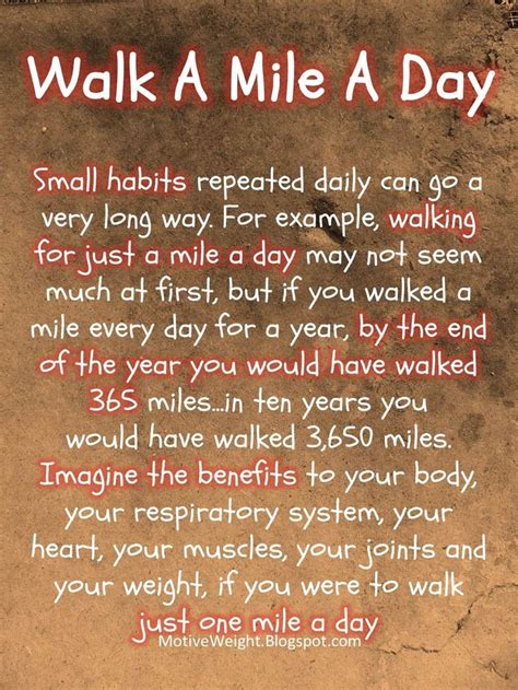 Motiveweight Walk A Mile A Day Walking For Health Walking Exercise