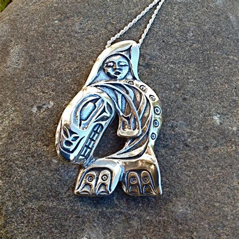 Alaskan Native Style Sterling Orca Whale Necklace Cast In Eco Friendly